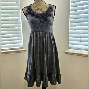 Candies grey Garden mist  dress with floral neck accent